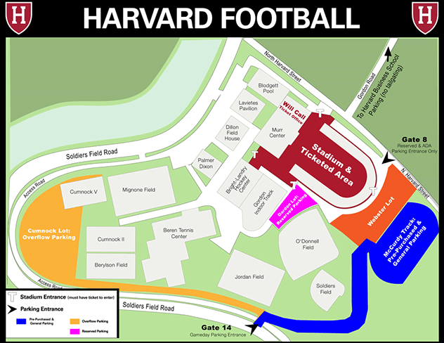 Harvard Football Parking Map