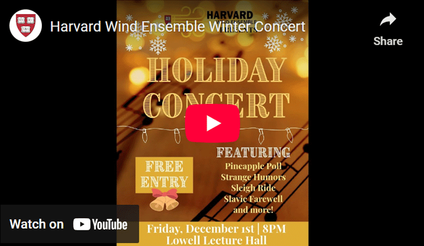 Harvard Wind Ensemble Winter Concert YouTube Thumbnail